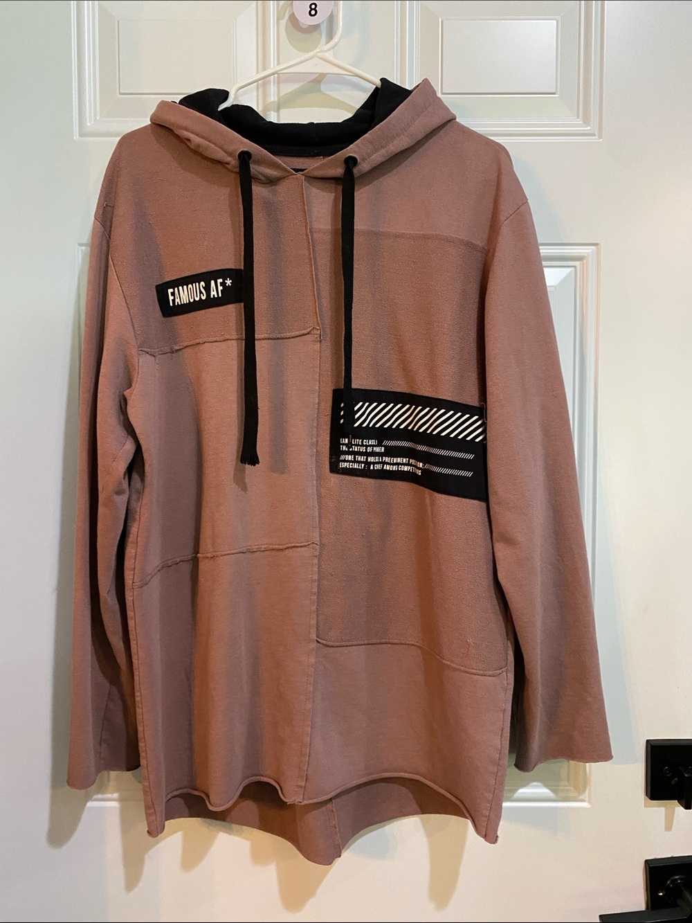 Men's Dusty Rose Graphic Hoodie with Black Accents
